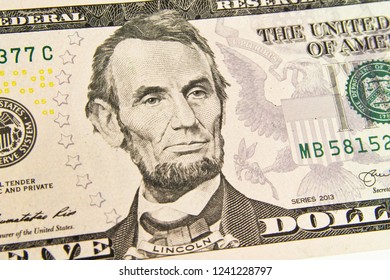Front Five Dollar Bill Portrait President Stock Photo 1241228797 ...