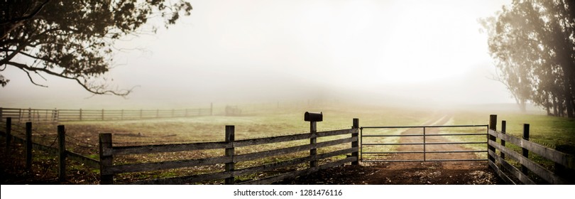 Front Gate Of A Rural Property.