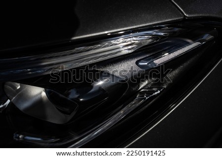 front headlight with matrix light technology in luxury car