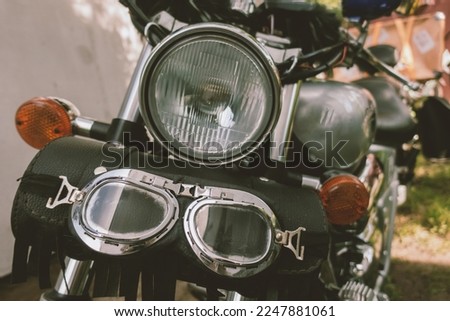 Similar – Motorcycle headlights with senior man steering