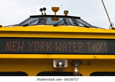 Front LED-sign Of New York Water Taxi