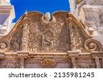 Front Mission San Xavier del Bac Catholic Church Tuscon Arizona Founded 1692 rebuilt 1700s Run by Frranciscans Best Example Spanish Colonial architecture