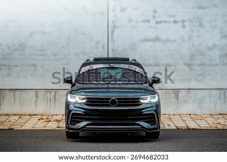 Front of Modern Blue Compact SUV Crossover car