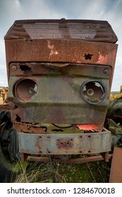 Front Of An Old Fram Tractor Left Negelcted To Rust Away, Lincolnshire, England, UK