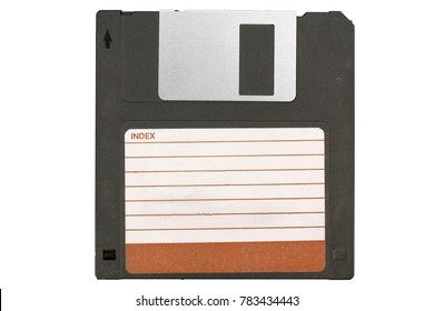 Front of an old magnetic disket on white background