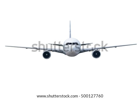 Front of plane aircraft, isolated on white background