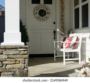 Front Porch And Dutch Door On Cottage By The Sea