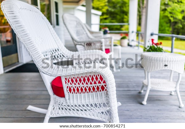 Front Porch House White Rocking Chairs Stock Photo Edit Now