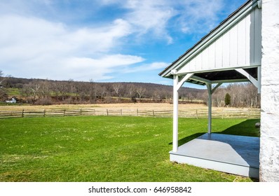 Front Porch View Of The Pasture From An Early Pennsylvania Farmhouse Located In The Southeast Corner Of The State.