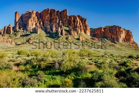 The front range of the Superstition Mountains in Lost Dutchman State Park, Arizona