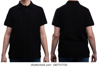 Front And Rear View Of A Man In Black T-shirt - Shutterstock ID 1407717725