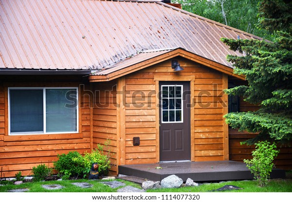 Front Rental Cabin Cedar Plank Siding Stock Image Download Now