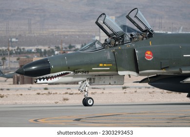 Front section of an old fighter in Nellis in Nevada (USA)
