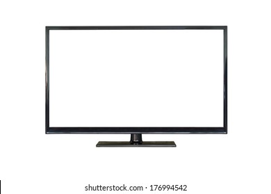 Front Shot Of Plasma Tv Screen Isolated On White Background