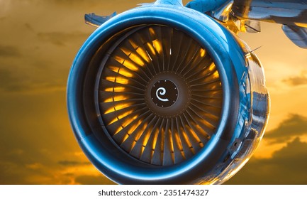 The front side of airplane engine 