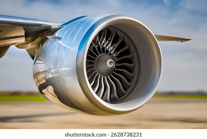 The front side of airplane engine 