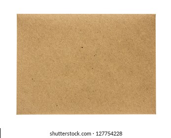 Front Of Small Brown Envelope Isolated On White Background