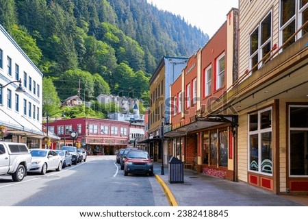 Front Street in downtown Juneau, the capital city of Alaska, USA