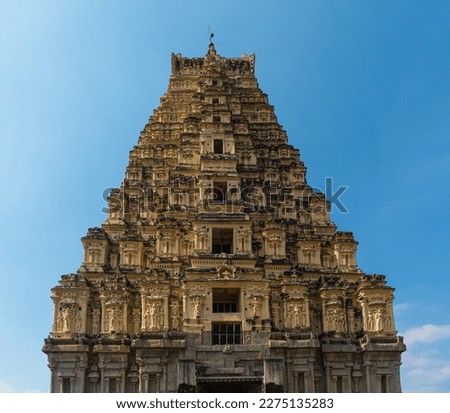 The front tower above the entrace of Virupaksha Temple in Hampi