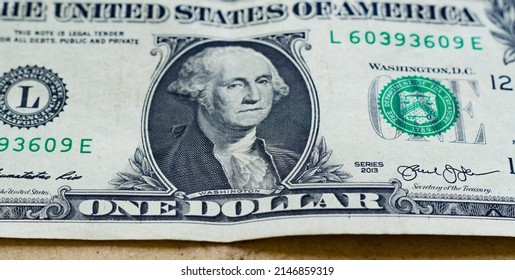 Front Of US One Dollar Bill Close Up With George Washington 