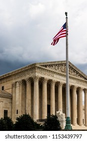 The Front Of The US Supreme Court Building In Washington, DC.