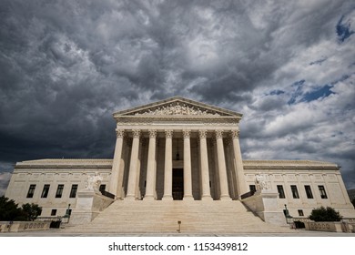 The Front Of The US Supreme Court Building In Washington, DC.