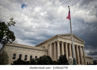 The Front Of The US Supreme Court Building In Washington, DC.