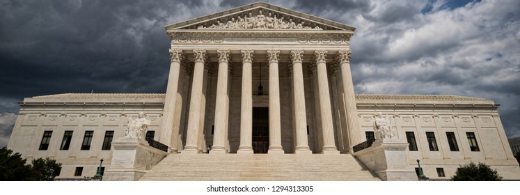 The Front Of The US Supreme Court Building In Washington, DC.