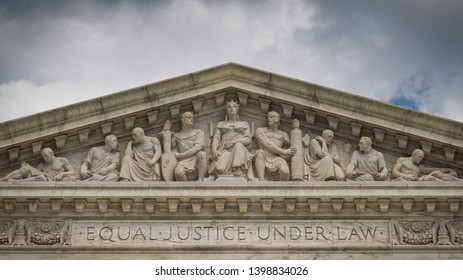 The Front Of The US Supreme Court Building In Washington, DC.