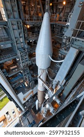 Front view of airplane. Checking mechanical systems for flight operations. White passenger plane in flight.     . Elements of this image furnished by NASA