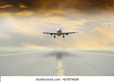 Airplane Soaring High Night Sky Against Stock Photo (Edit Now) 742849345