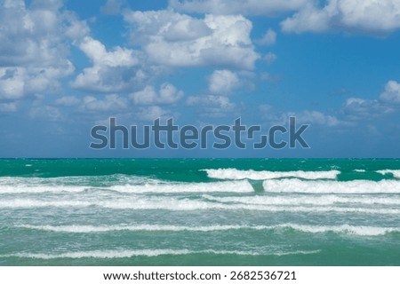 Front view of Atlantic ocean waves in Miami South beach, Florida