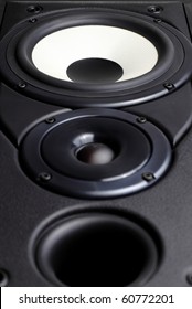 Front View Of Big Loudspeaker With Two Drivers And Bass Reflex Vent