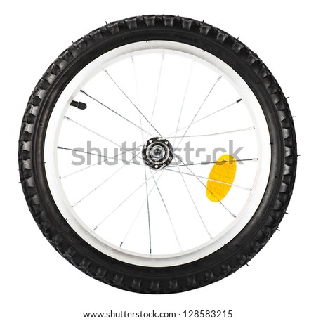 Front view of bike wheel isolated over white background