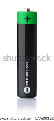 Front view of black AAA battery isolated on white