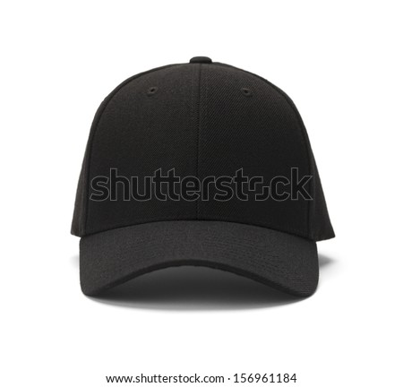 Front View of Black Cap Isolated on White Background.