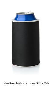 Front View Of  Black  Neoprene Can Koozie Holder  Isolated On White