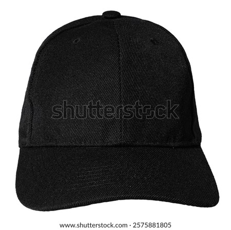 Front view of Blank black baseball cap isolated on white background. Template Mock up