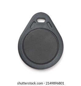 Front view of blank black plastic RFID key fob isolated on white - Powered by Shutterstock