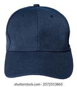 Front view of Blank blue baseball cap isolated on white background. Template Mock up