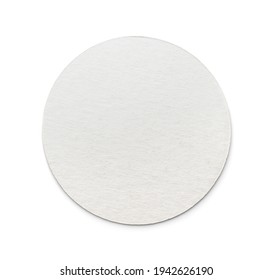 Front view of blank round cardboard beer coaster isolated on white