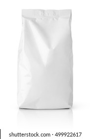 Front view of blank snack paper bag package isolated on white with clipping path