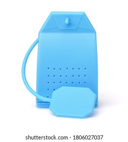 Front View Of Blue Silicone Tea Infuser Bag Isolated On White