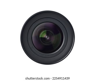 Front view of camera lens isolated on white background. Clipping path - Shutterstock ID 2254911439