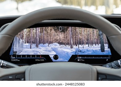 Front view camera on the instrument panel, close-up