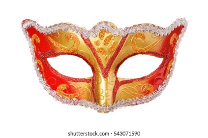 Front view of carnival mask isolated on white
