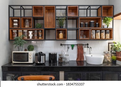 the front view of the clean kitchen table is bright and classic