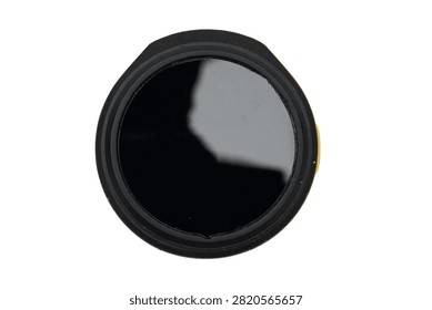 Front view of a compact black wireless clip-on microphone transmitter for mobile recording and content creation, isolated on a white background.