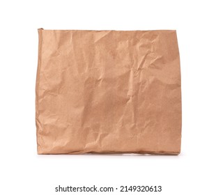 Front View Of Crumpled Brown Paper Bag Isolated On White