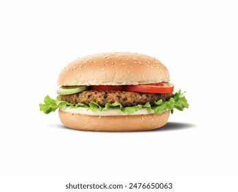 Front view delicious beef burger or veggie burger isolated on white background - Powered by Shutterstock